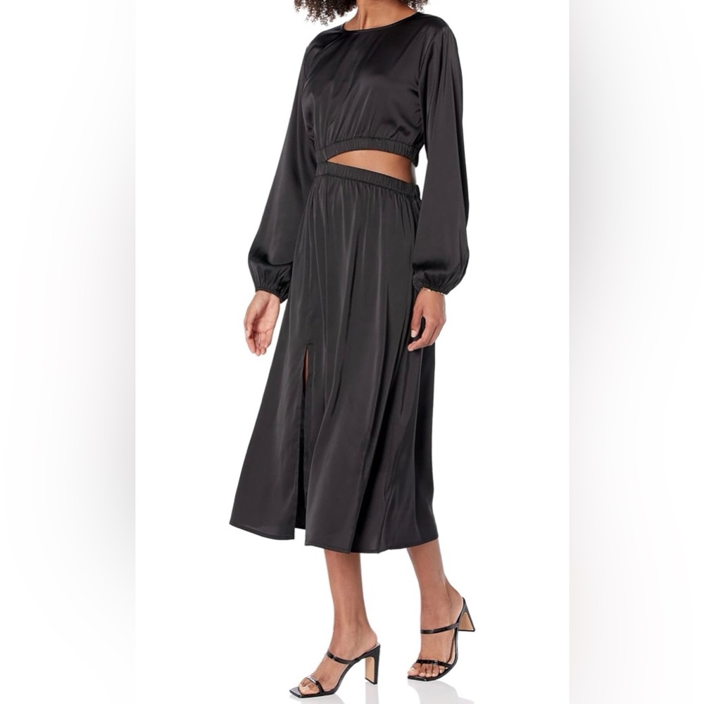 Black silk midi dress